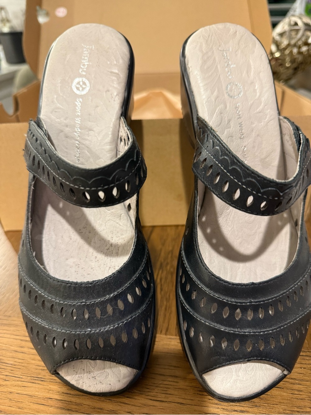 Jambu -Black Peep Toe Wedge